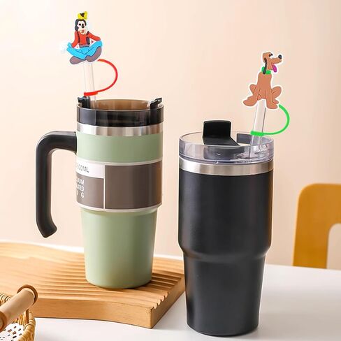 12PCS Silicone Straw Cover, 0.4Inch/10mm Cute Christmas Mickey Theme Reusable Straw Cup Accessories Drinking Straw Covers For 30&40 Oz Straw Topper Theme Party Favors Supplies Straw Cover (Christmas) in Saudi Arabia