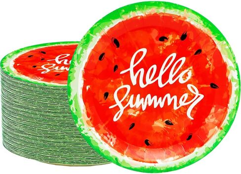50Pcs Watermelon Party Supplies Watermelon Paper Plates,7"Sweet Watermelon Dessert Plates Summer Fruit Plates for Watermelon Themed Baby Shower Summer Fruit Watermelon Birthday Party Decor (Pink) in Saudi Arabia