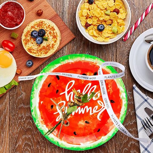 50Pcs Watermelon Party Supplies Watermelon Paper Plates,7"Sweet Watermelon Dessert Plates Summer Fruit Plates for Watermelon Themed Baby Shower Summer Fruit Watermelon Birthday Party Decor (Pink) in Saudi Arabia