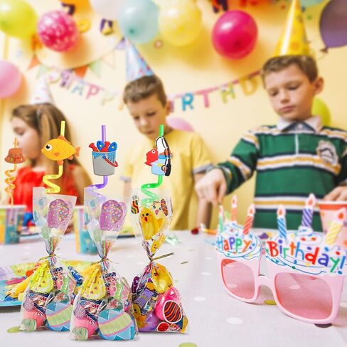 هدايا حفلات الصيد من Gone Fishing Party Favors 24 قطعة من شفاطات شرب الصيد مع 2 فرشاة تنظيف لصيد الأسماك الصيفية تحت عنوان لوازم حفلات أعياد الميلاد Ofishally ديكورات حفلات واحدة in Saudi Arabia