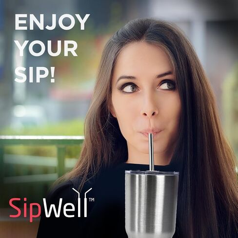 9.5mm Bent Wide Stainless Steel Drinking Straws, 4-Pack – Rust Proof Metal Straws w/Cleaning Brushes – Perfect for Smoothies & Cold Beverages in Saudi Arabia