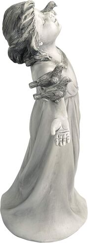 Design Toscano JQ6965 Basking in Glory Little Girl with Birds Outdoor Garden Statue, Small Size, 12 inches Wide, 12 inches Tall, Handcast Polyresin, Two Tone Stone Finish in Saudi Arabia