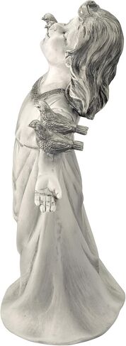 Design Toscano JQ6965 Basking in Glory Little Girl with Birds Outdoor Garden Statue, Small Size, 12 inches Wide, 12 inches Tall, Handcast Polyresin, Two Tone Stone Finish in Saudi Arabia