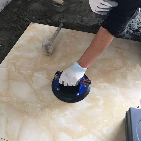 كوب شفط زجاجي لرفع بلاط زجاجي كبير، رافع أكواب شفط فراغ 8 بوصة مع مقبض معدني لاستبدال/رفع النافذة، جرانيت، سعة تحميل 240 رطل in Kuwait
