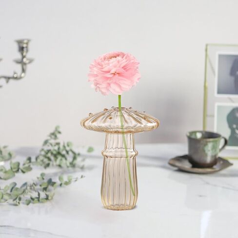 FQQWEE Mushroom Glass Vase,Set of 6 Colored Plant Propagation Station,Mini Terrarium Planter,Delicate Clear Hydroponic Vases for Decorative Centerpiece,Table Decor,Home Wedding Party(#1) in Saudi Arabia