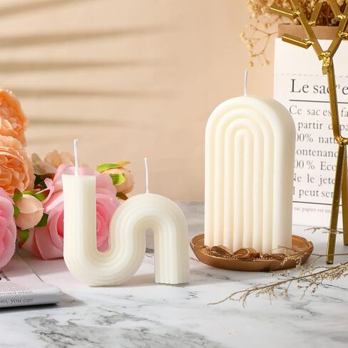 Roowest 2 Pieces Aesthetic Candles Shaped Candles Twist Candle Trendy Candles Taper Candles Minimalist Geometric Candle Soy Wax Scented Candle Art Decoration for Birthday Wedding Decor in Saudi Arabia