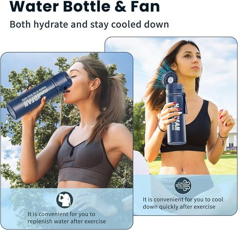 HandFan Kids Water Bottle With Fan | tainless Steel Sports Water Bottles Flask with Straw/Handle, Leak Proof Vacuum Stainless Water Jug,Stickers for School - 12oz in Saudi Arabia
