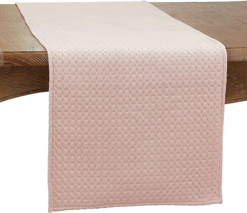 SARO LIFESTYLE Kema Collection Pinsonic Velvet Table Runner, 16" x 72", Beige in Saudi Arabia