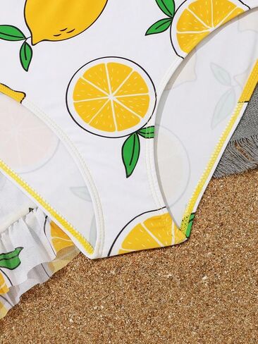 OYOANGLE Girl's 4 Piece Swimwear All Over Printed Wireless Halter Bikini Set with Cover Up Sets in Saudi Arabia