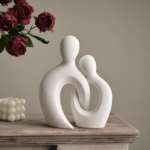 AWNR White Couple Statue Abstract Ceramic Lover Sculpture 9’’H Crossed Figurines Couple Bedroom Decor Modern Home Decor for Shelf Centerpiece Table Decorations Office Decor Wedding Gifts in Saudi Arabia