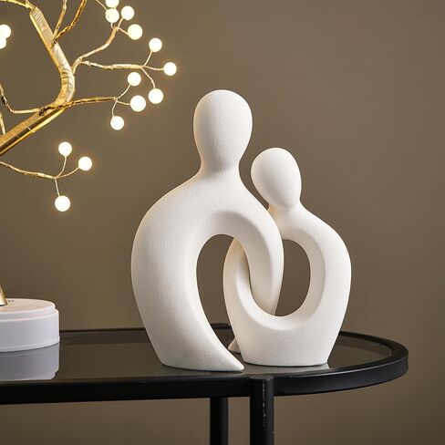AWNR White Couple Statue Abstract Ceramic Lover Sculpture 9’’H Crossed Figurines Couple Bedroom Decor Modern Home Decor for Shelf Centerpiece Table Decorations Office Decor Wedding Gifts in Saudi Arabia