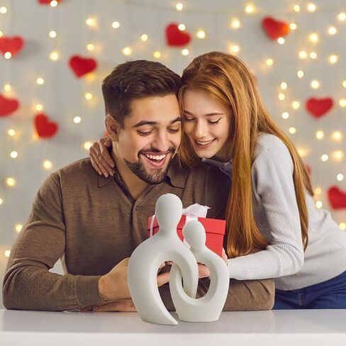 AWNR White Couple Statue Abstract Ceramic Lover Sculpture 9’’H Crossed Figurines Couple Bedroom Decor Modern Home Decor for Shelf Centerpiece Table Decorations Office Decor Wedding Gifts in Saudi Arabia