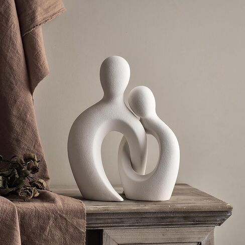 AWNR White Couple Statue Abstract Ceramic Lover Sculpture 9’’H Crossed Figurines Couple Bedroom Decor Modern Home Decor for Shelf Centerpiece Table Decorations Office Decor Wedding Gifts in Saudi Arabia