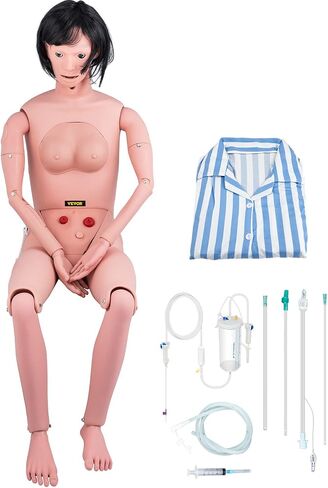 VEVOR Nursing Manikin، محاكاة عالية 65 بوصة/165 سم بالحجم الطبيعي، أنواع مختلفة للتمريض، عارضة أزياء للتدريب على التمريض من مادة PVC للذكور/الإناث مع مجموعة تدريب IV، لممارسة التدريب على مهارات التمريض الاحترافية in Saudi Arabia