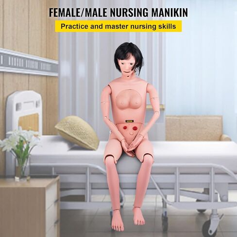 VEVOR Nursing Manikin، محاكاة عالية 65 بوصة/165 سم بالحجم الطبيعي، أنواع مختلفة للتمريض، عارضة أزياء للتدريب على التمريض من مادة PVC للذكور/الإناث مع مجموعة تدريب IV، لممارسة التدريب على مهارات التمريض الاحترافية in Saudi Arabia