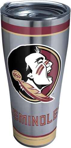 كوب Tervis ذو الجدران الثلاثية لجامعة ولاية فلوريدا FSU سيمينول معزول يحافظ على المشروبات باردة وساخنة، 30oz - الفولاذ المقاوم للصدأ، التقليد in Saudi Arabia