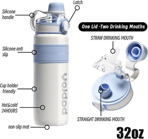 Insulated Stainless Steel Water Bottle with Straw for Sports and Travel Purple,32Oz in Saudi Arabia