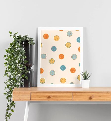 Happy Face Poster, Pastel Retro Aesthetic Room Decor, 60s 70s Wall Art, Trendy Wall Decor for Bedroom Aesthetic, Cool Wall Decor, Cute Room Decor (12x16 inches) in Saudi Arabia