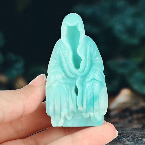 Artiststone 1.7 "روز كوارتز كريستال هالوين شبح ديكور تمثال تمثال، اليد منحوتة الأحجار الكريمة الريكي شفاء حجر النحت زخرفة لحفلة الكرنفال، منزل مسكون، ديكور رف in Saudi Arabia