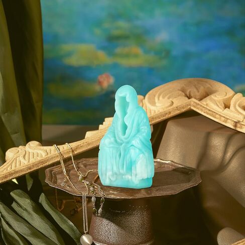 Artiststone 1.7 "روز كوارتز كريستال هالوين شبح ديكور تمثال تمثال، اليد منحوتة الأحجار الكريمة الريكي شفاء حجر النحت زخرفة لحفلة الكرنفال، منزل مسكون، ديكور رف in Saudi Arabia