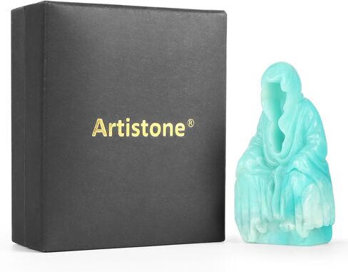 Artiststone 1.7 "روز كوارتز كريستال هالوين شبح ديكور تمثال تمثال، اليد منحوتة الأحجار الكريمة الريكي شفاء حجر النحت زخرفة لحفلة الكرنفال، منزل مسكون، ديكور رف in Saudi Arabia
