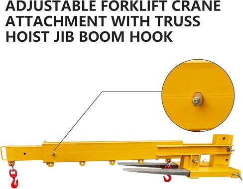 Attachments Fork Mounted,Adjustable Hoist Jib Boom Crane, 6000 LB Lift Capacity,Attachments Fork with Hooks for Warehouse Factories in Saudi Arabia