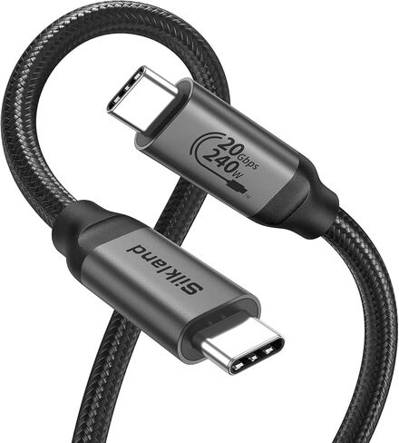 كابل عرض شاشة Silkland USB C [4K@120 هرتز/60 هرتز 8K@30 هرتز]، كابل فيديو USB C 3.2 Gen 2x2، نقل بيانات 20 جيجابت في الثانية، شحن سريع 240 وات PD، كابل من النوع C متوافق مع MacBook Pro وiPad وMac Studio 3.3FT in Kuwait