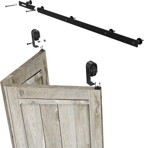 2.5FT Bi-Folding Sliding Barn Door Hardware Kit for 2 Closet Door, Heavy Duty, Smoothly and Silently, Easy to Install, Fit 28'' Width Opening(Excluding door panels) in Saudi Arabia