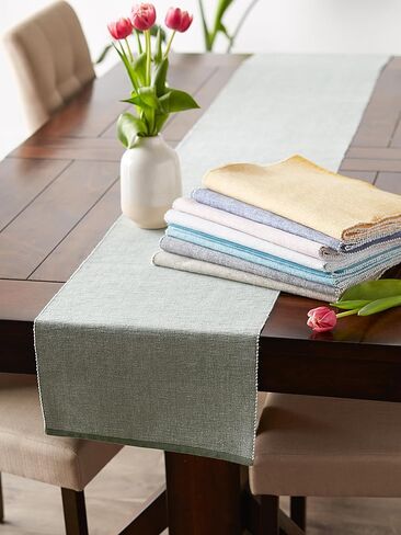 DII Eco-Friendly Fine Ribbed Collection Table Runner, 13x72, French Blue in Kuwait