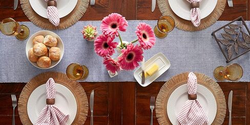 DII Eco-Friendly Fine Ribbed Collection Table Runner, 13x72, French Blue in Kuwait
