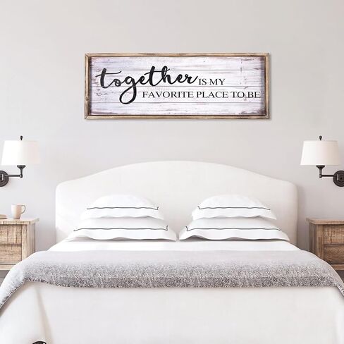 Vintage Wooden Sign for Home,Kitchen,Living Room, Large Wall Sign Farmhouse Wall Decor Wall Art, Freestanding Sign with Sayings- Together is My Favorite Place To Be 27.5 x 9.5 Inchs in Saudi Arabia