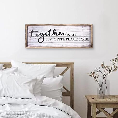 Vintage Wooden Sign for Home,Kitchen,Living Room, Large Wall Sign Farmhouse Wall Decor Wall Art, Freestanding Sign with Sayings- Together is My Favorite Place To Be 27.5 x 9.5 Inchs in Saudi Arabia