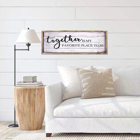 Vintage Wooden Sign for Home,Kitchen,Living Room, Large Wall Sign Farmhouse Wall Decor Wall Art, Freestanding Sign with Sayings- Together is My Favorite Place To Be 27.5 x 9.5 Inchs in Saudi Arabia