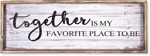 Vintage Wooden Sign for Home,Kitchen,Living Room, Large Wall Sign Farmhouse Wall Decor Wall Art, Freestanding Sign with Sayings- Together is My Favorite Place To Be 27.5 x 9.5 Inchs in Saudi Arabia