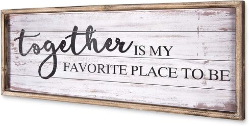 Vintage Wooden Sign for Home,Kitchen,Living Room, Large Wall Sign Farmhouse Wall Decor Wall Art, Freestanding Sign with Sayings- Together is My Favorite Place To Be 27.5 x 9.5 Inchs in Saudi Arabia