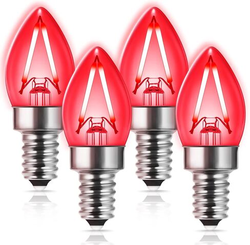 DORESshop C7 Mini Candelabra LED Bulb, LED Filament Night Bulb, Christmas Light Bulbs, 2W (20W Equivalent), E12 Candelabra Base, No Dimmable, Perfect for Holiday, Christmas, Home Decorative, 4Pack in Saudi Arabia
