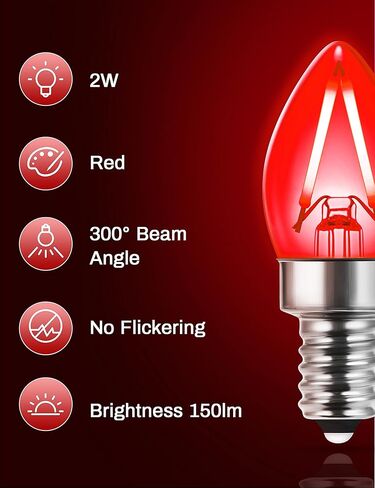 DORESshop C7 Mini Candelabra LED Bulb, LED Filament Night Bulb, Christmas Light Bulbs, 2W (20W Equivalent), E12 Candelabra Base, No Dimmable, Perfect for Holiday, Christmas, Home Decorative, 4Pack in Saudi Arabia