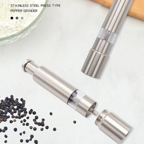 Premium Stainless Steel Salt Grinder Pepper Mill for Peppercorns Sea Salt and Spices, Thumb Push Button for 1 Hand Operation for Grinding Salt and Black Pepper (1 MILL) in Saudi Arabia