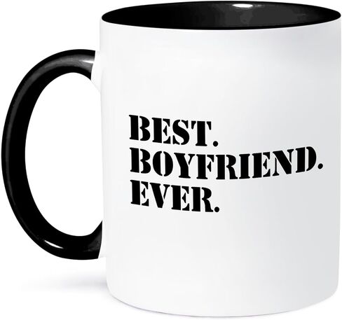 3dRose Best Boyfriend Ever-for anniversary or Valentines day Mug, 11 oz, Black in Saudi Arabia