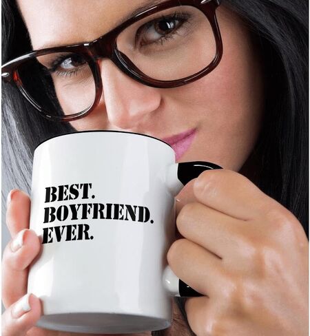 3dRose Best Boyfriend Ever-for anniversary or Valentines day Mug, 11 oz, Black in Saudi Arabia