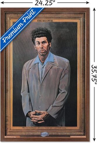 Trends International Seinfeld - ملصق حائط كرامر، 22.375 بوصة × 34 بوصة، نسخة مؤطرة من خشب الماهوجني in Saudi Arabia