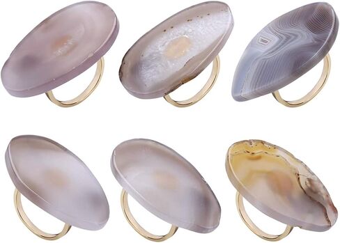 6 Pack Natural Agate Napkin Rings, Yoption Napkin Holders for Decoration Home, Kitchen, Wedding, Parties, Picnics, Buffet Table in Saudi Arabia