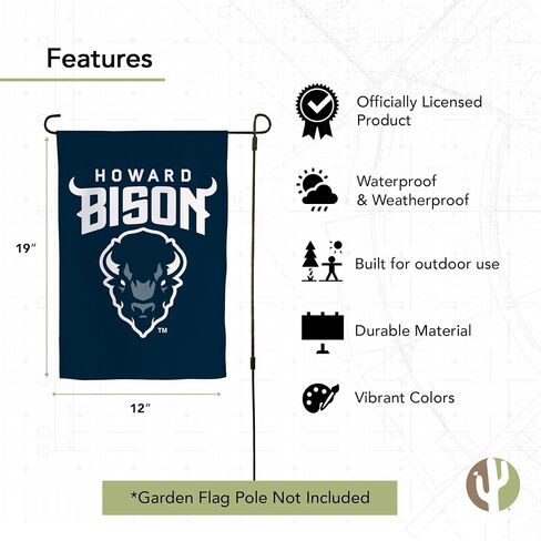Desert Cactus Howard University Garden Flag Bison HU Banner 100% Polyester (Design B) in Saudi Arabia