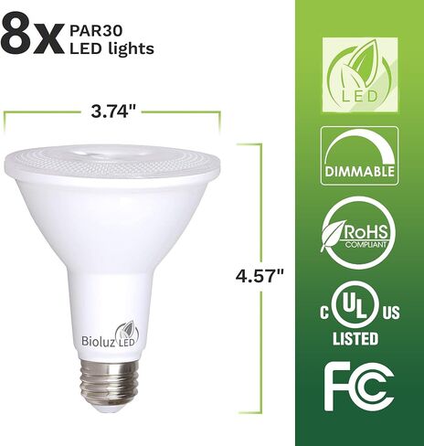 Bioluz LED 4 Pack PAR30 LED Bulb 90 CRI 10W = 100 Watt Replacement Soft White 3000K Indoor/Outdoor Dimmable UL Listed Title 20 High Efficacy Lighting in Saudi Arabia