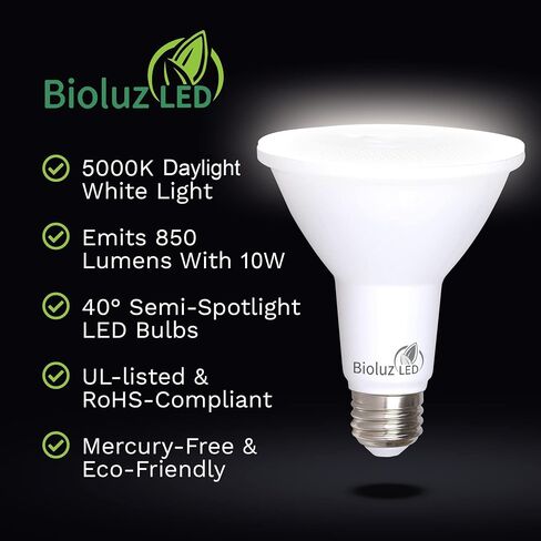 Bioluz LED 4 Pack PAR30 LED Bulb 90 CRI 10W = 100 Watt Replacement Soft White 3000K Indoor/Outdoor Dimmable UL Listed Title 20 High Efficacy Lighting in Saudi Arabia