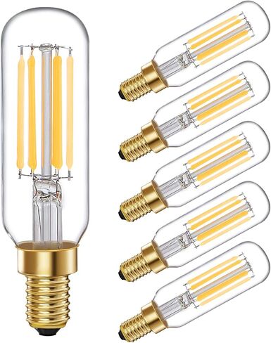 E12 LED Bulb T6 Dimmable Candelabra Bulb 6W Equal 60 Watt Edison Light Bulbs Warm White 2700K Light Bulbs 6 Pack for Chandeliers,Ceiling Fan,Vanity (6W, 2700K) in Saudi Arabia