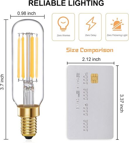 E12 LED Bulb T6 Dimmable Candelabra Bulb 6W Equal 60 Watt Edison Light Bulbs Warm White 2700K Light Bulbs 6 Pack for Chandeliers,Ceiling Fan,Vanity (6W, 2700K) in Saudi Arabia
