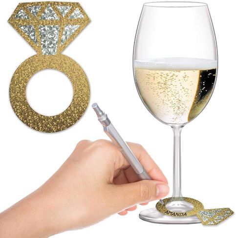 Beistle 57325 Diamond Ring Wine Glass Markers 48 Piece, 2.25" x 3.5", Gold/Silver in Saudi Arabia