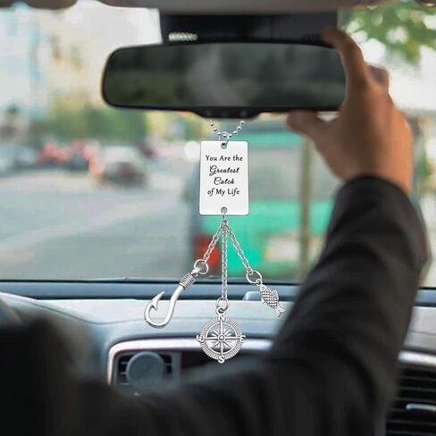 Valentines Gifts Hanging Ornament for Boyfriend Fiance Husband You are The Greatest Catch of My Life Car Mirror Hanging Accessories for Men Anniversary Christmas Birthday Gift in Saudi Arabia