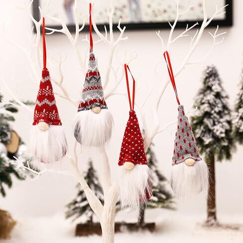 4 Pack Pink Christmas Gnome Ornaments, Cute Swedish Tomte Mini Gnomes Scandinavian Home Decor, Christmas Decorations Hanging Gnomes Ornaments (Group A- Pink) in Saudi Arabia